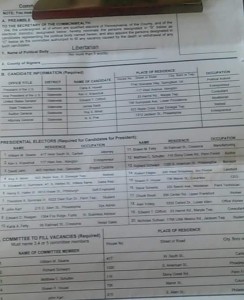 PA Libertarian petition form